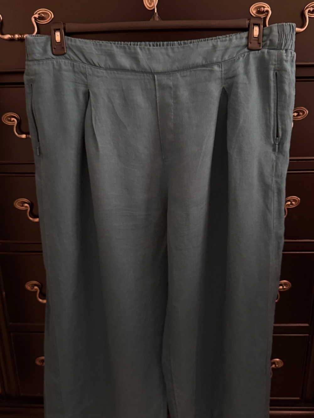 Athleta size 18 Wide Leg Teal Linen Blend Pants